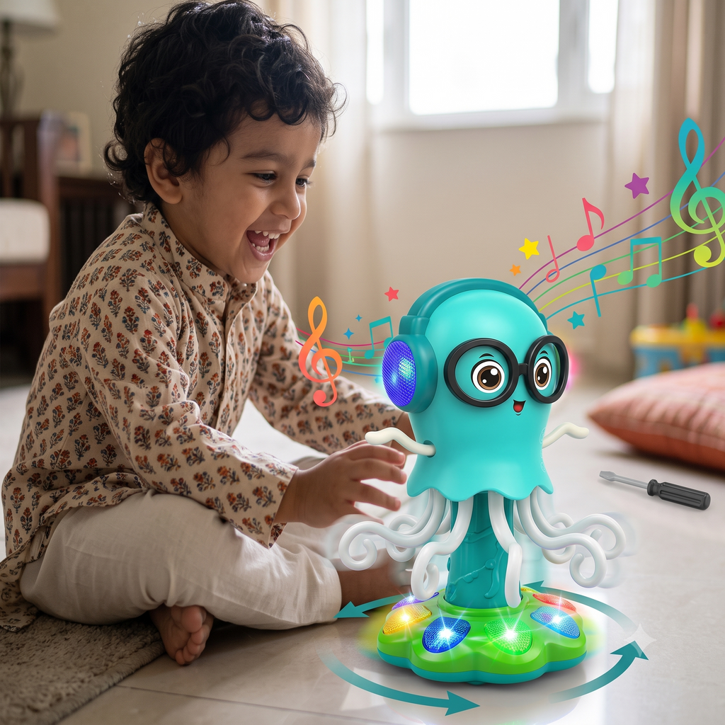 Dancing Jellyfish Bump & Go Musical Toy with LED Lights